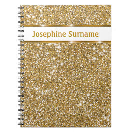 Cuaderno Textura de brillo dorado falso amarillo y texto pe