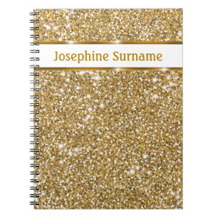 Cuaderno Textura de brillo dorado falso amarillo y texto pe