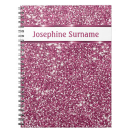 Cuaderno Textura de brillo rosa falso con nombre personaliz