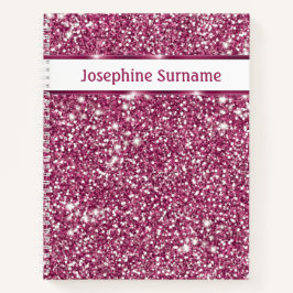 Cuaderno Textura de brillo rosa falso con texto personaliza