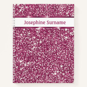 Cuaderno Textura de brillo rosa falso con texto personaliza