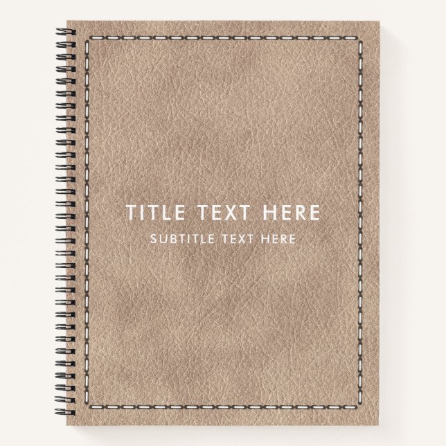 Cuaderno Textura de cuero Ante beige y ajuste (Anverso)