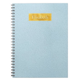 Cuaderno Textura de cuero azul falso con banner de lámina d