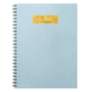 Cuaderno Textura de cuero azul falso con banner de lámina d