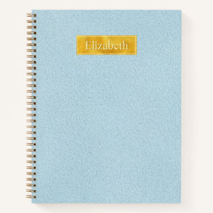 Cuaderno Textura de cuero azul falso con banner de lámina d