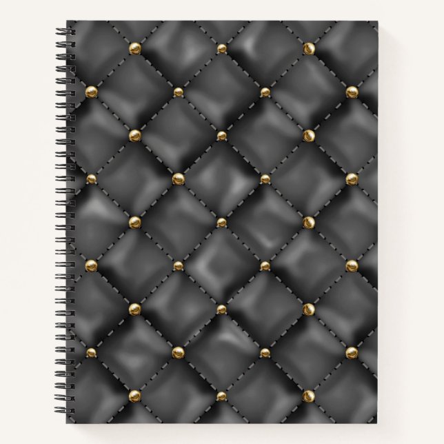 Cuaderno Textura de cuero brillante con perlas de oro (Anverso)