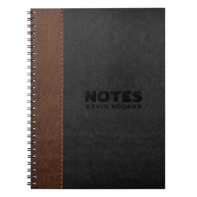 Cuaderno Textura de cuero de color negro y marrón (Frente)