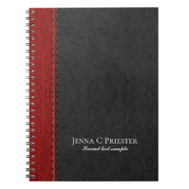 Cuaderno Textura De Cuero Negro Y Rojo