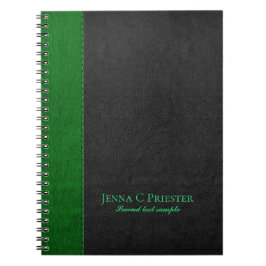 Cuaderno Textura De Cuero Negro Y Verde