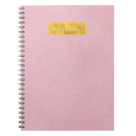 Cuaderno Textura de cuero rosa falso con banner de lámina d