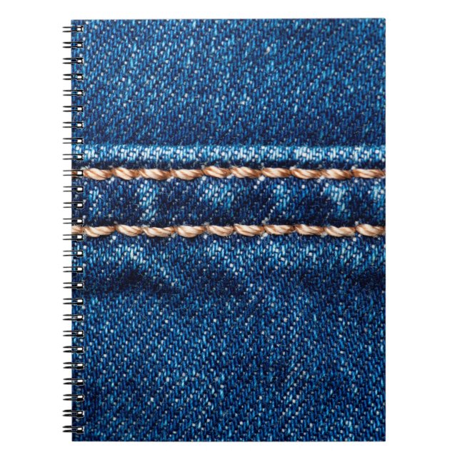 Cuaderno Textura de denim azul con cierre de línea de costu (Frente)