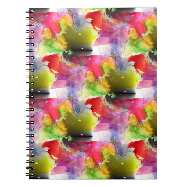 Cuaderno Textura de diseño roja, color de agua amarillo (Frente)