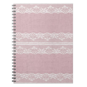 Cuaderno Textura de encaje blanco rosado Pastel