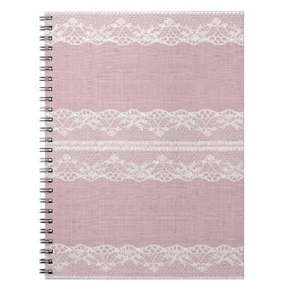 Cuaderno Textura de encaje blanco rosado Pastel