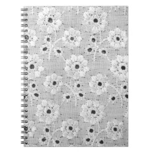 Cuaderno Textura de encaje fino de tela blanca con costura