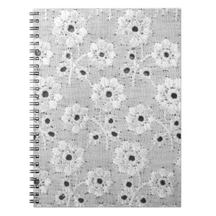 Cuaderno Textura de encaje fino de tela blanca con costura