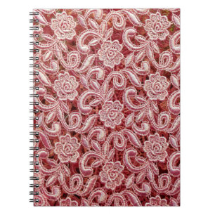 Cuaderno Textura de encaje fino rosa con un hermoso vin sin