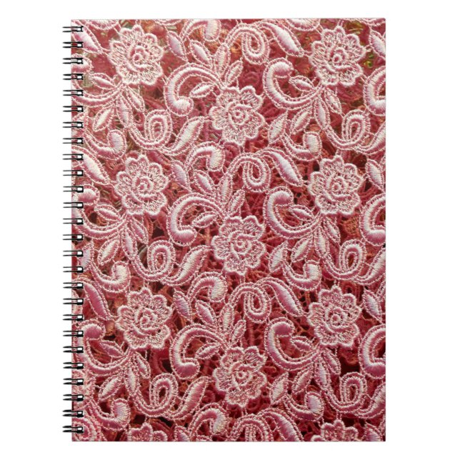 Cuaderno Textura de encaje fino rosa con un hermoso vin sin (Frente)