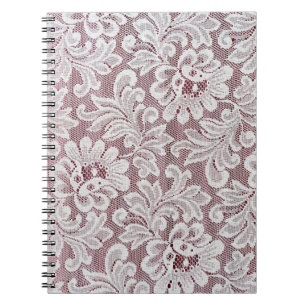 Cuaderno Textura de encaje fino y elegante blanco con bea s