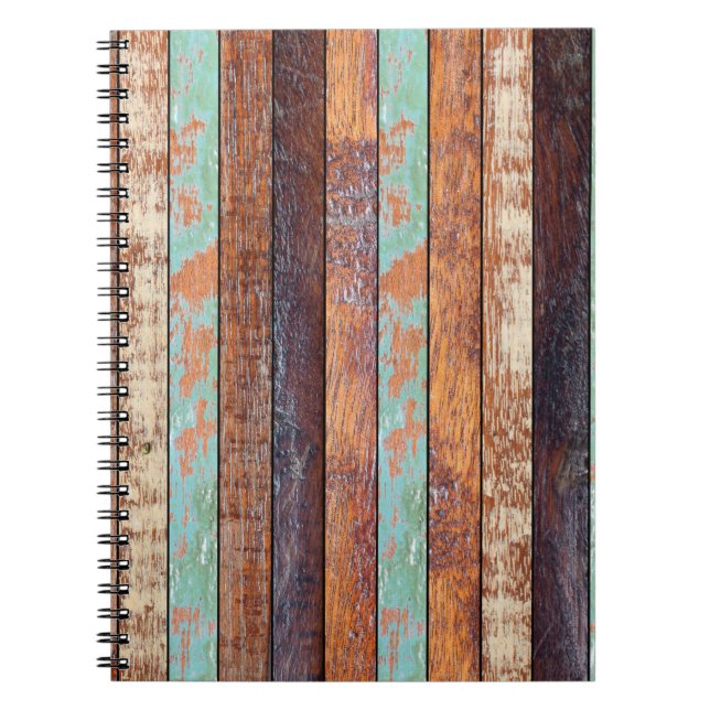 Cuaderno textura de fondo de madera vertical envejecida (Frente)