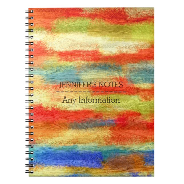 Cuaderno Textura de grano de madera colorida abstracta (Frente)