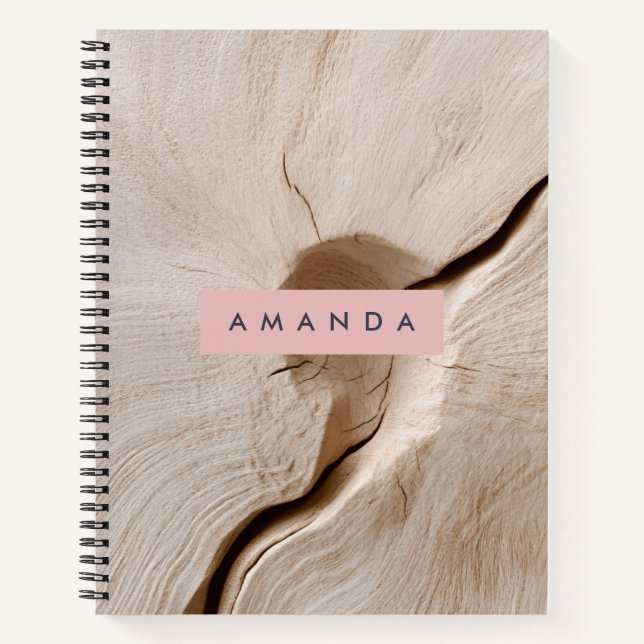 Cuaderno Textura de grano de madera natural personalizada (Anverso)