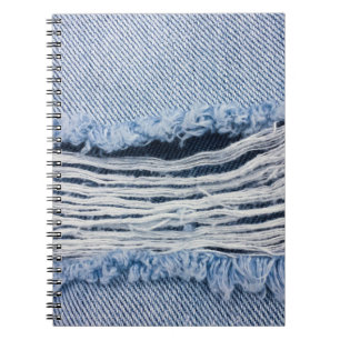 Cuaderno Textura de Jeans azul claro roto.