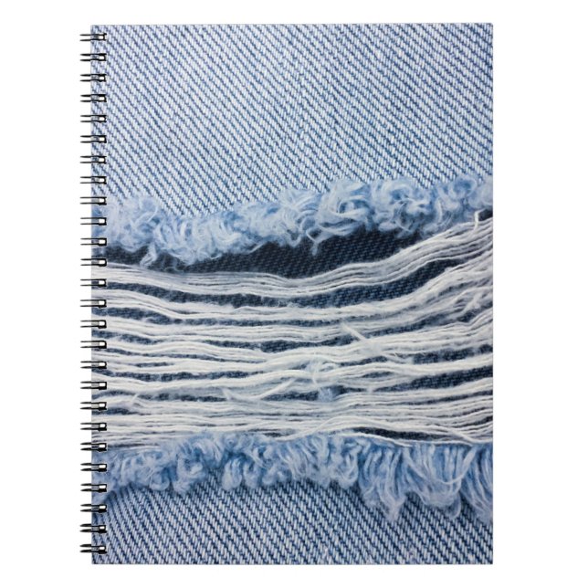 Cuaderno Textura de Jeans azul claro roto. (Frente)