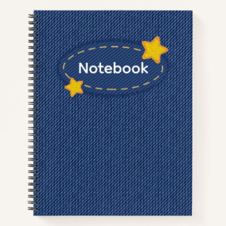 Cuaderno Textura de jeans con diseño de patrón de estrellas
