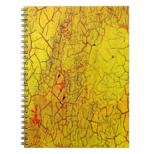 Cuaderno Textura de la pintura amarilla antigua agrietada a