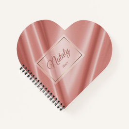 Cuaderno Textura de la seda coral. Marco dorado.