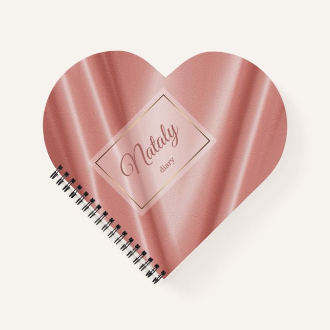 Cuaderno Textura de la seda coral. Marco dorado. (Anverso)