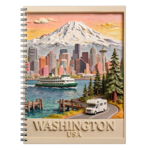 Cuaderno Textura de la silueta de la ciudad de Seattle Wash
