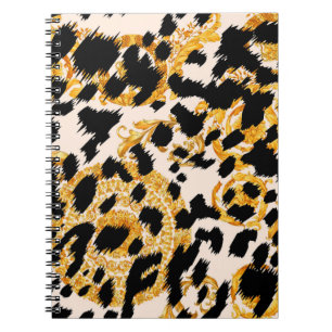 Cuaderno Textura de leopardo: patrón barroco dorado.