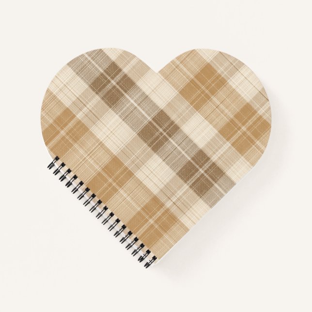 Cuaderno Textura de Lino a Cuadros Beige Cálido con Tejidos (Anverso)