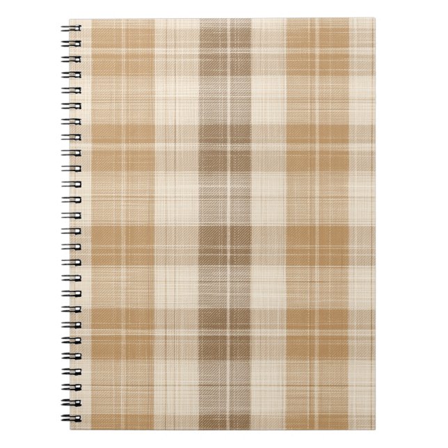 Cuaderno Textura de Lino a Cuadros Beige Cálido con Tejidos (Frente)