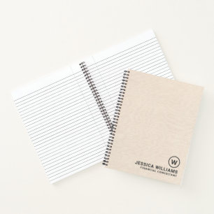 Cuaderno Textura de lino beige con tipografía negra simple