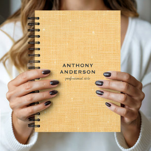 Cuaderno Textura de lino dorado con sutil brillo blanco