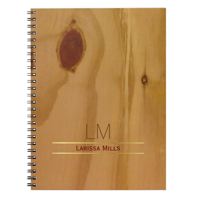 Cuaderno textura de madera elegante, rústica y personalizad (Frente)