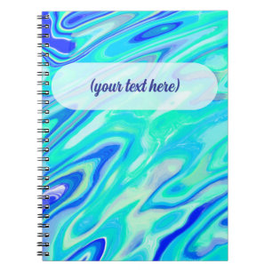 Cuaderno Textura de mármol azul Aqua Resumen Patrón líquido