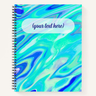 Cuaderno Textura de mármol azul Aqua Resumen Patrón líquido