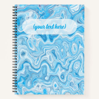 Cuaderno Textura de mármol azul de glaciar helado abstracto