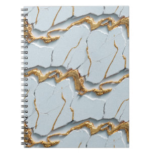 Cuaderno Textura de mármol blanco con vetas de oro agrietad