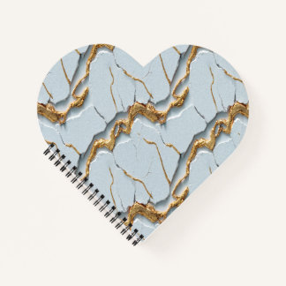 Cuaderno Textura de mármol blanco con vetas de oro agrietad