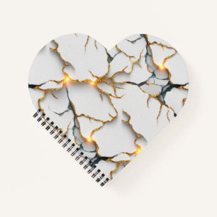 Cuaderno Textura de mármol blanco con vetas de oro brillant