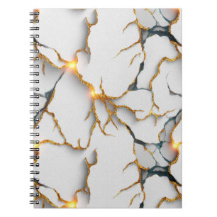 Cuaderno Textura de mármol blanco con vetas doradas brillan