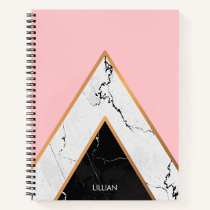 Cuaderno Textura De Mármol Con Líneas Doradas