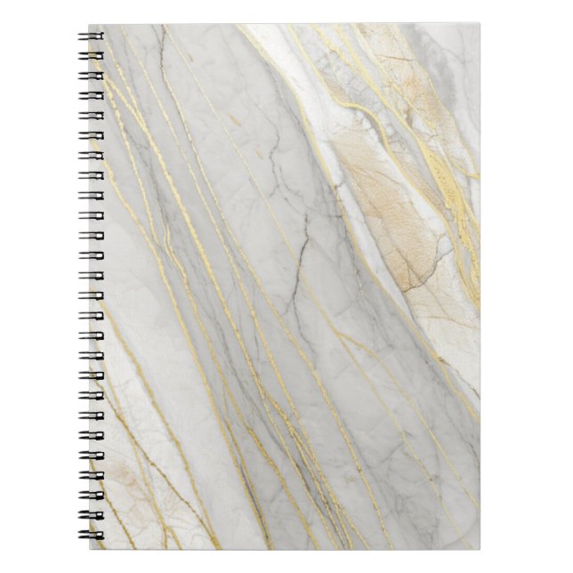 Cuaderno Textura de mármol de Carrara con vetas doradas (Frente)