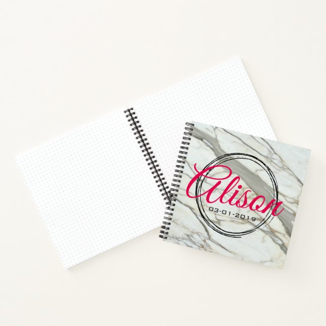 Cuaderno textura de mármol de moda nombre personalizado/cum (Interior)