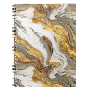 Cuaderno Textura de mármol gris abstracto con oro fluido
